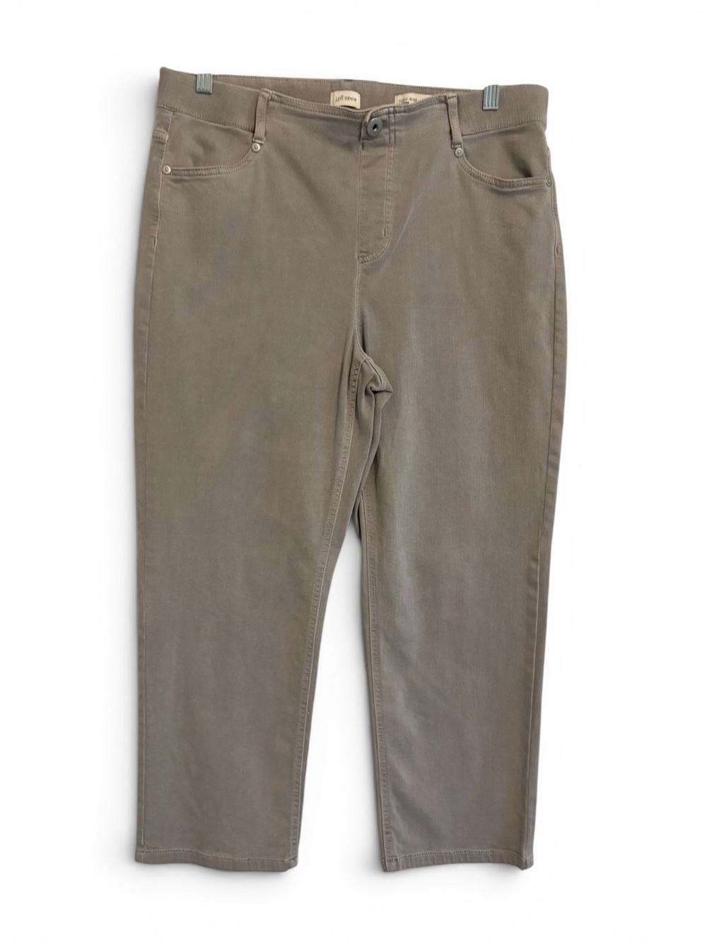 ✨ J. Jill Gray High-Rise Cropped Denim Pants Size 12 Elastic Waist ✨